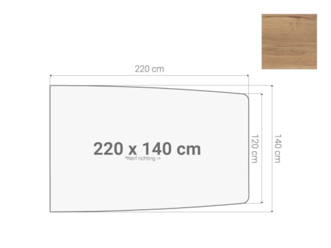 Half bootvormig vergadertafel blad Eiken 220x140cm Half bootvormig vergadertafel blad Eiken 220x140cm