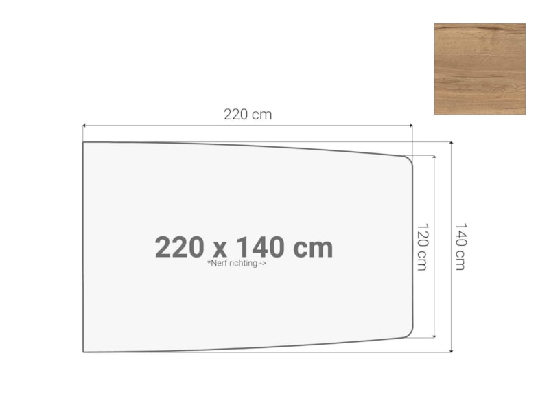 Half bootvormig vergadertafel blad Eiken 220x140cm