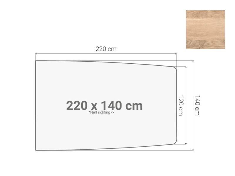 Half bootvormig vergadertafel blad Scandinavisch Eiken 220x140cm