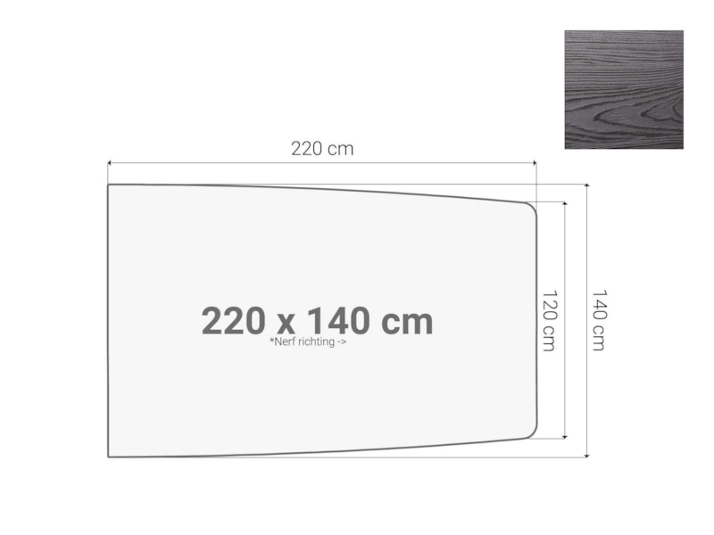 Half bootvormig vergadertafel blad Zwart 220x140 cm