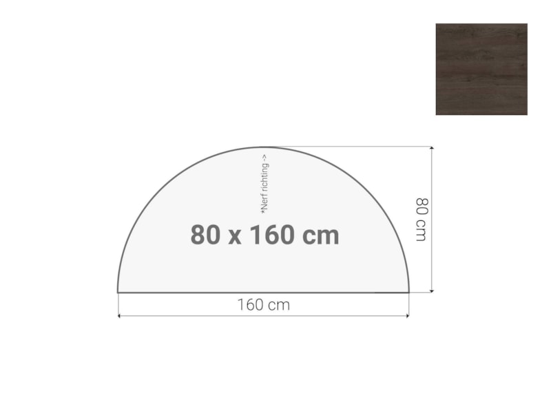 Halfrond aanzetblad Donker Sepia 80x160 cm