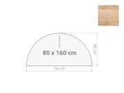 Halfrond aanzetblad  80x160cm