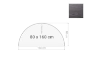 Halfrond aanzetblad  80x160cm