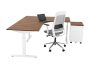 Hoekbureau TUBE Wit Cognac walnoten