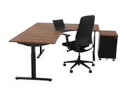 Hoekbureau TUBE Zwart Cognac Walnoten Hoekbureau TUBE Zwart Cognac Walnoten