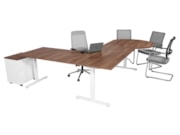 Hoekbureau met vergaderstuk TUBE Wit Cognac walnoten