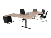 Hoekbureau met vergaderstuk TUBE Zwart Eiken