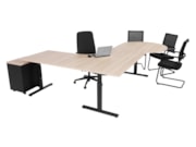 Hoekbureau met vergaderstuk TUBE Zwart Scandinavisch Eiken