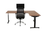 Hoekbureau recht TUBE Zwart Cognac Walnoten