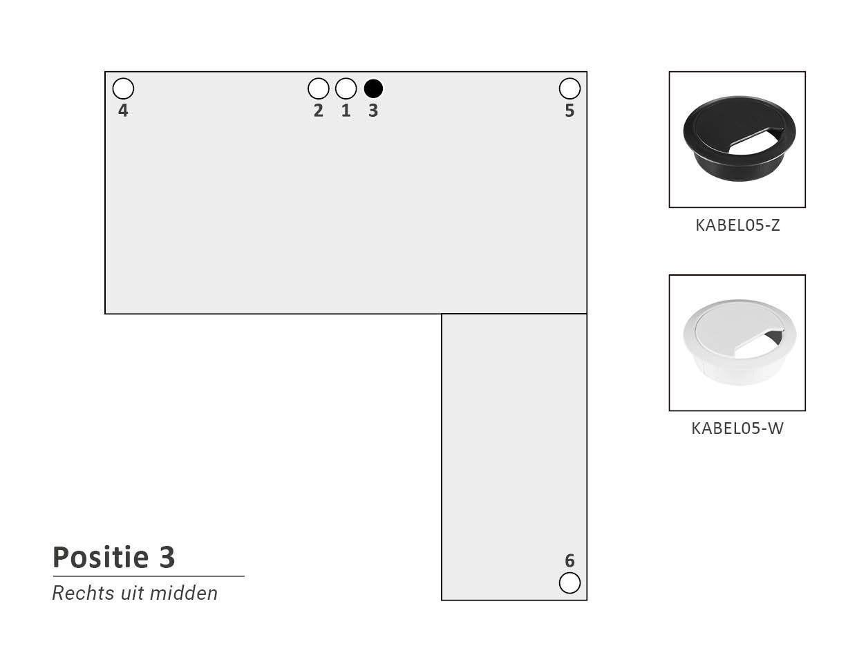 Kabeldoorvoergat 60 mm met dop Pos. 3