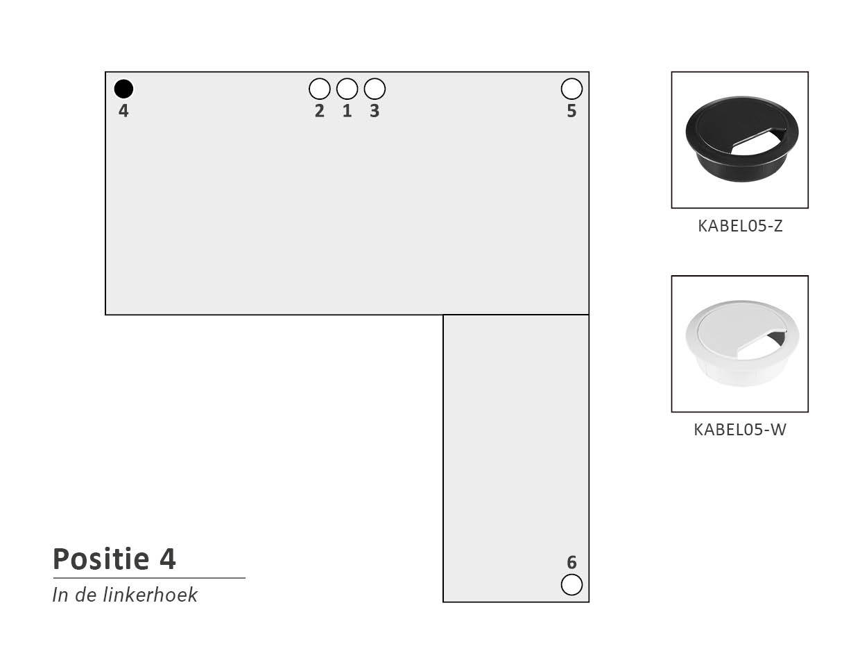 Kabeldoorvoergat 60 mm met dop Pos. 4