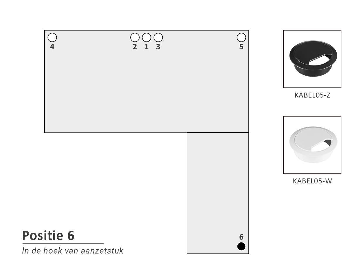Kabeldoorvoergat 60 mm met dop Pos. 6