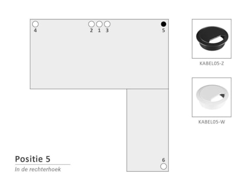 Kabeldoorvoergat 60 mm met dop Pos. 5 Kabeldoorvoergat 60 mm met dop Pos. 5