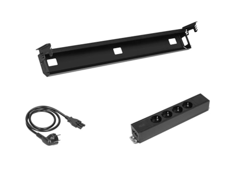 Kabelverwerkingset voor zit-sta bureau met kabelgoot en 4 stopcontacten Kabelverwerkingset voor zit-sta bureau met kabelgoot en 4 stopcontacten