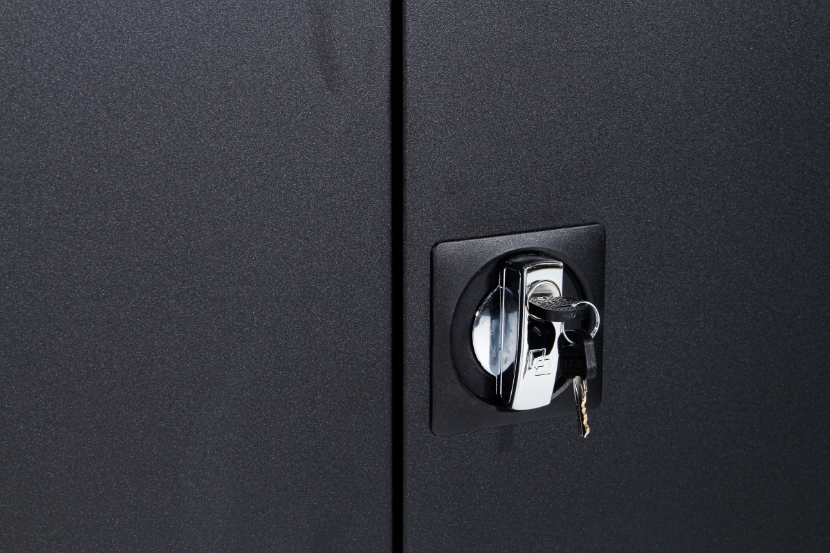 Draaideurkast hoog met 4 legborden