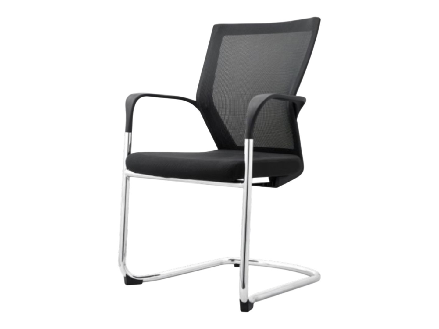 Matrix vergaderstoel – sledeframe zwart – mesh rug – zitting stoffering – stapelbaar (100.000 Martindale)