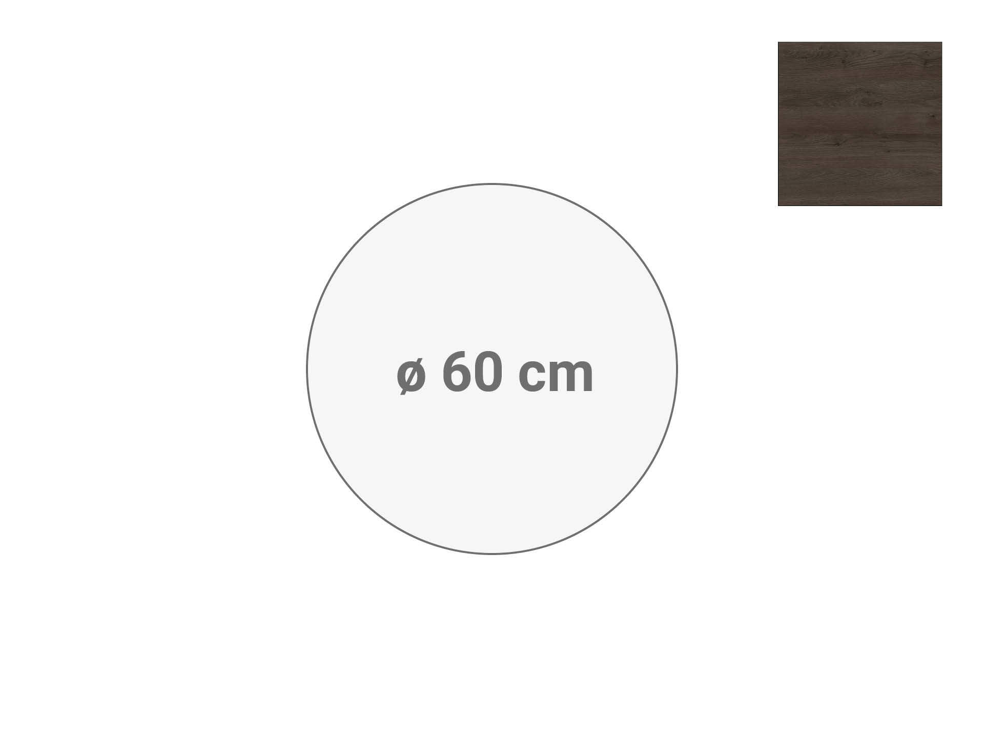Rond tafelblad Donker Sepia diameter 60cm