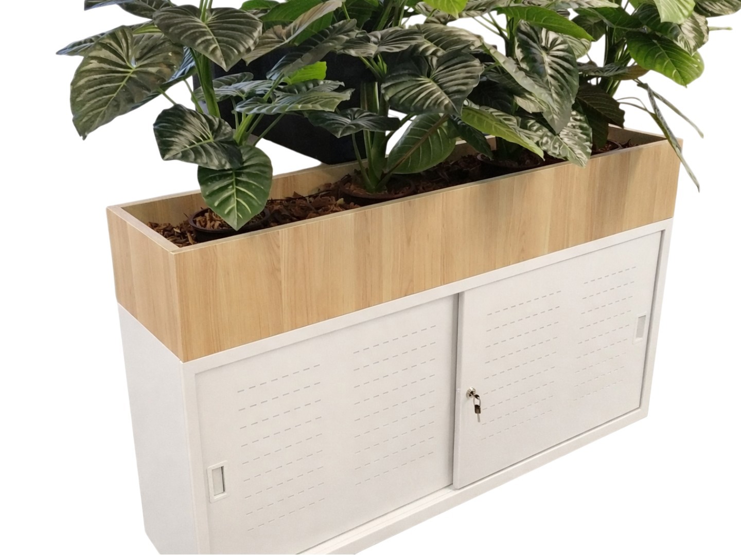 STOR07 kantoor schuifdeurkast met plantenbak
