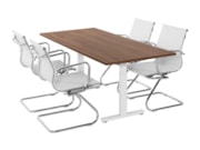 Spreektafel TUBE Wit Cognac walnoten