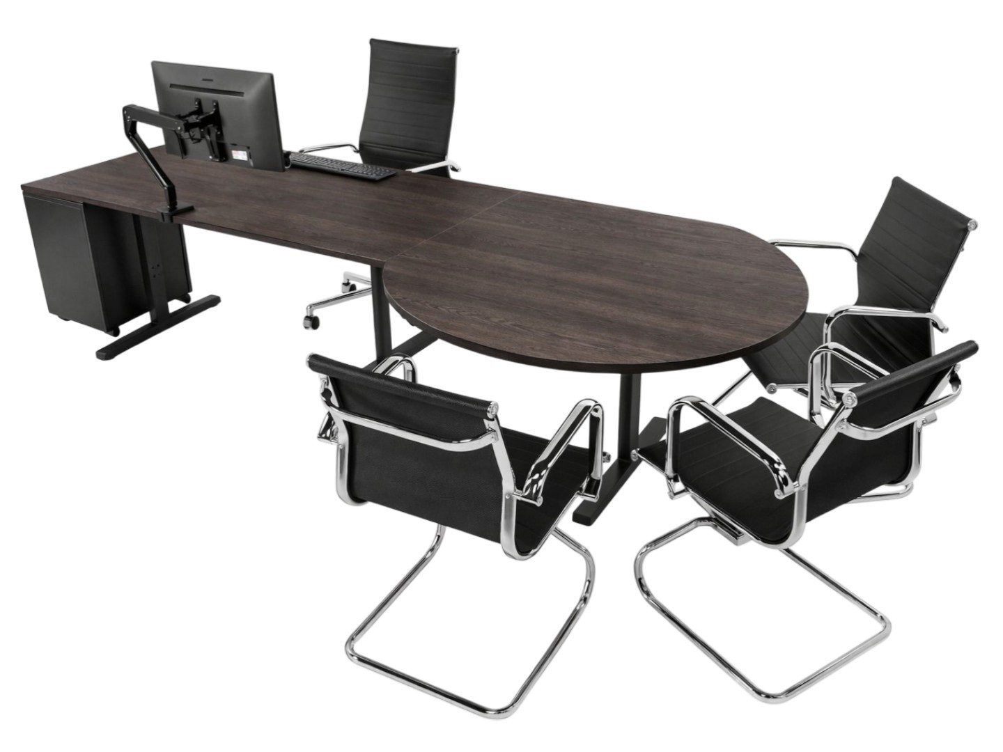 TUBE Bureau met vergaderstuk Zwart Scandinavisch Eiken