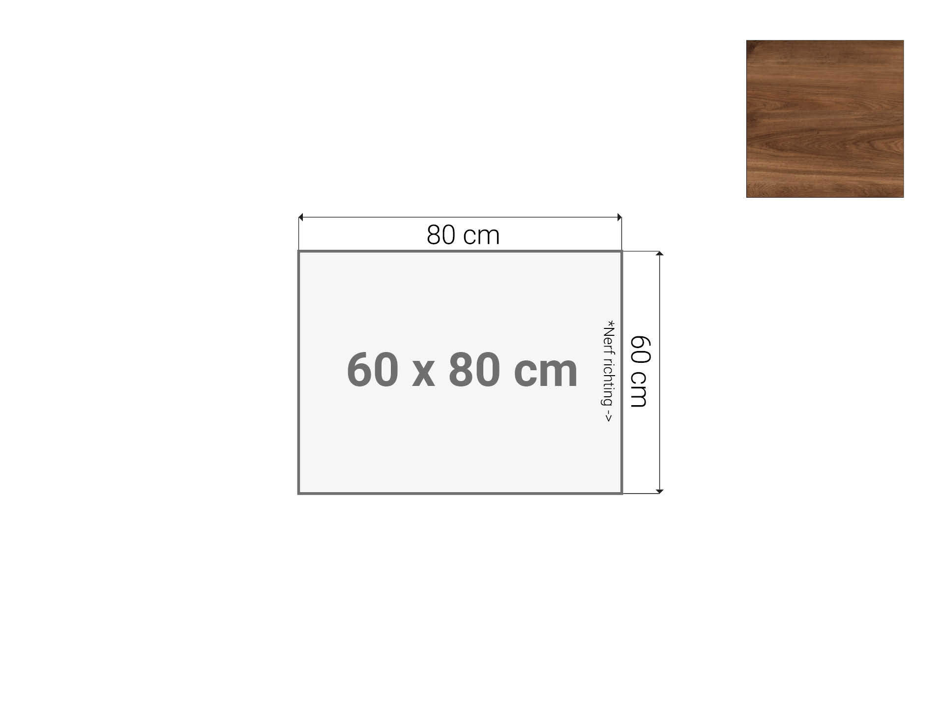 Tafelblad Cognac Walnoten 60x80 cm