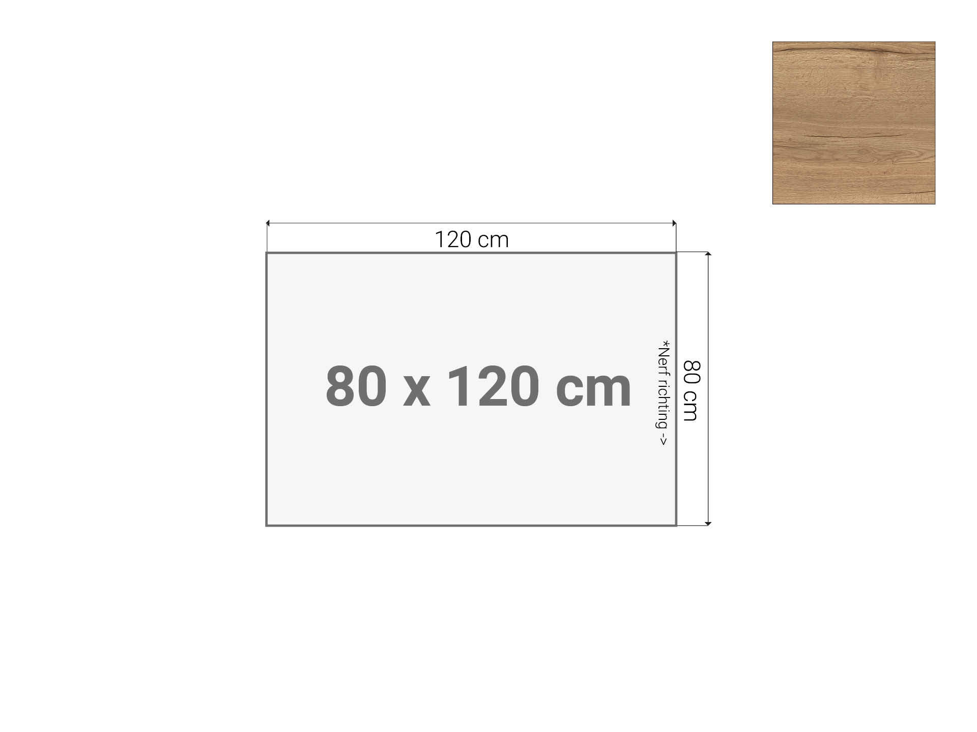 Tafelblad Eiken 80x120 cm