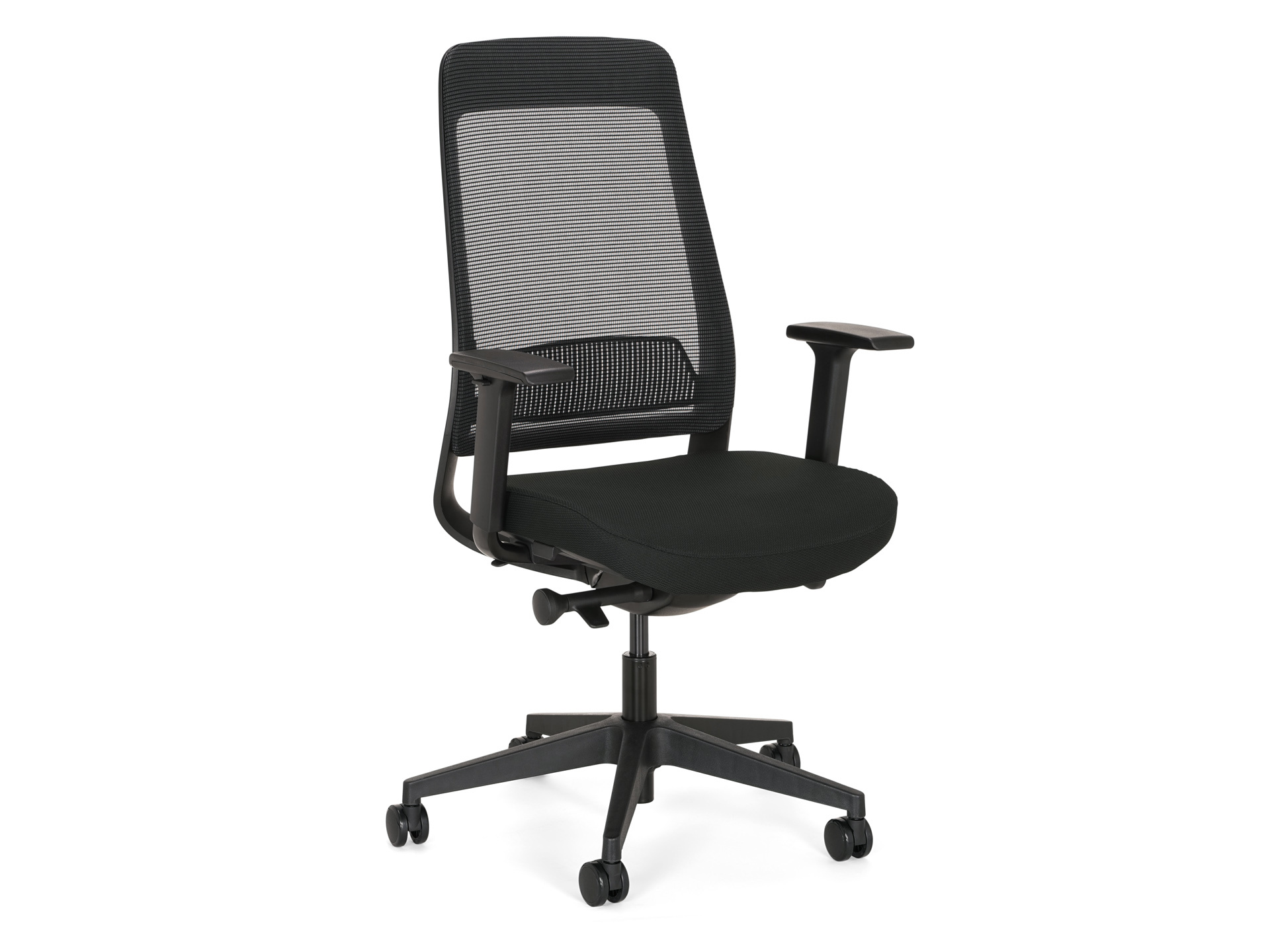 Thuiswerk ergonomische bureaustoel Ledderra Van Cas compleet zwart