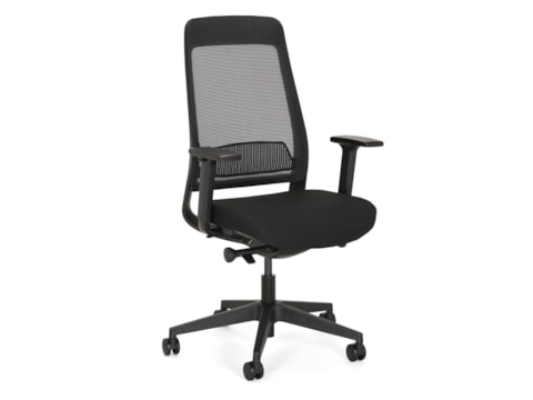 Thuiswerk ergonomische bureaustoel Ledderra Van Cas compleet zwart Thuiswerk ergonomische bureaustoel Ledderra Van Cas compleet zwart