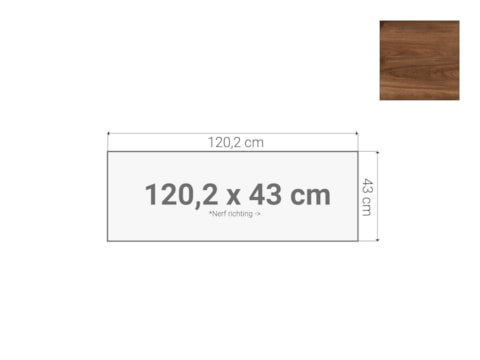 Topblad roldeurkast Cognac Walnoten 120,2x43 cm Topblad roldeurkast Cognac Walnoten 120,2x43 cm
