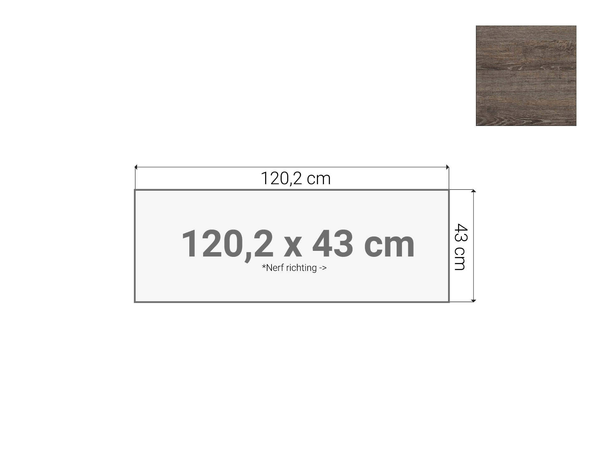 Topblad roldeurkast Donkergrijs Eiken 120,2x43 cm