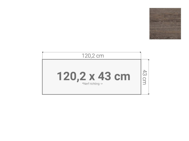 Topblad roldeurkast Donkergrijs Eiken 120,2x43 cm