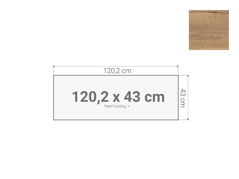 Topblad roldeurkast Eiken 120,2x43 cm
