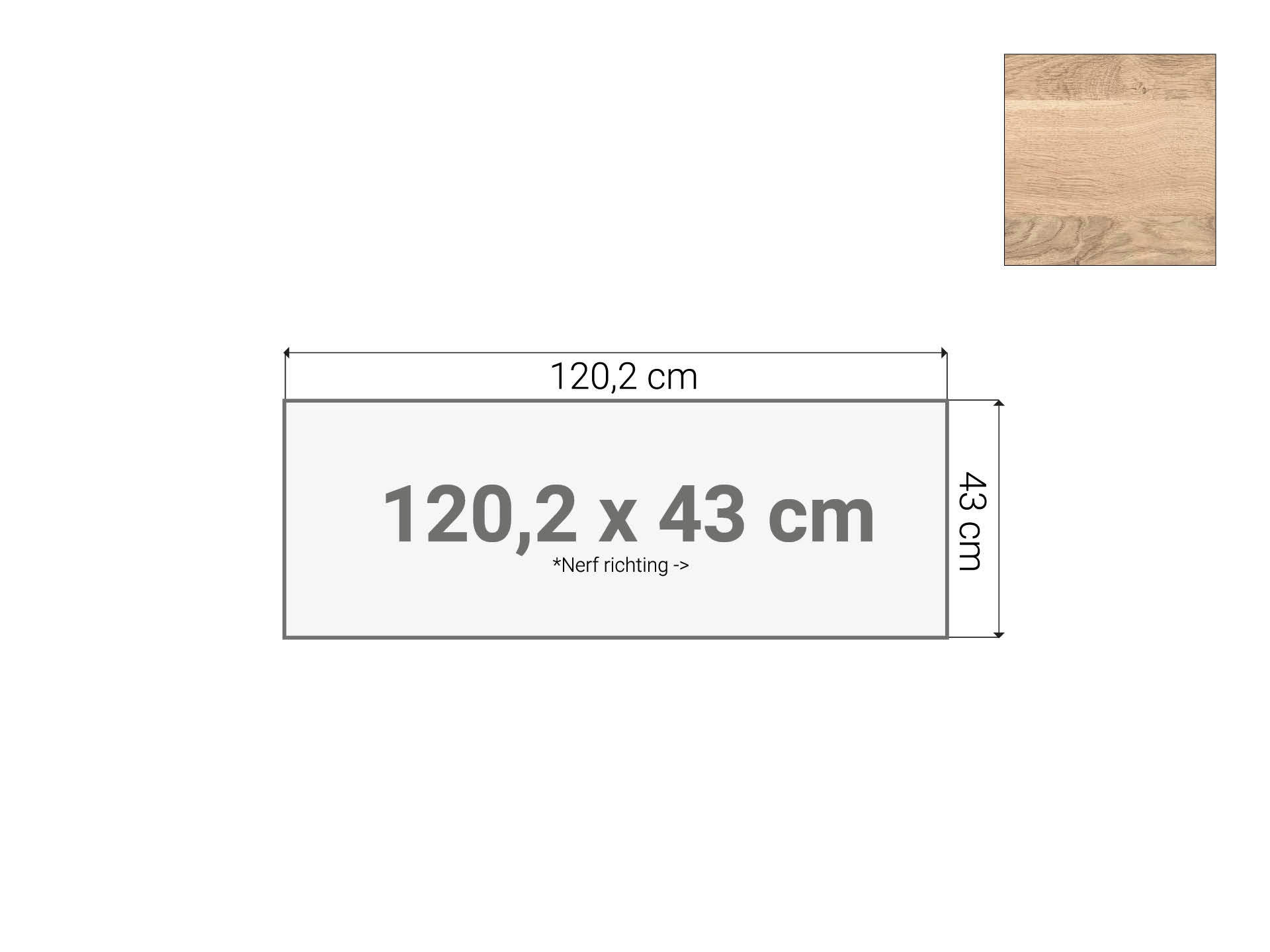 Topblad roldeurkast Scandinavisch Eiken 120,2x43 cm