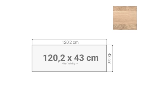 Topblad roldeurkast Scandinavisch Eiken 120,2x43 cm Topblad roldeurkast Scandinavisch Eiken 120,2x43 cm