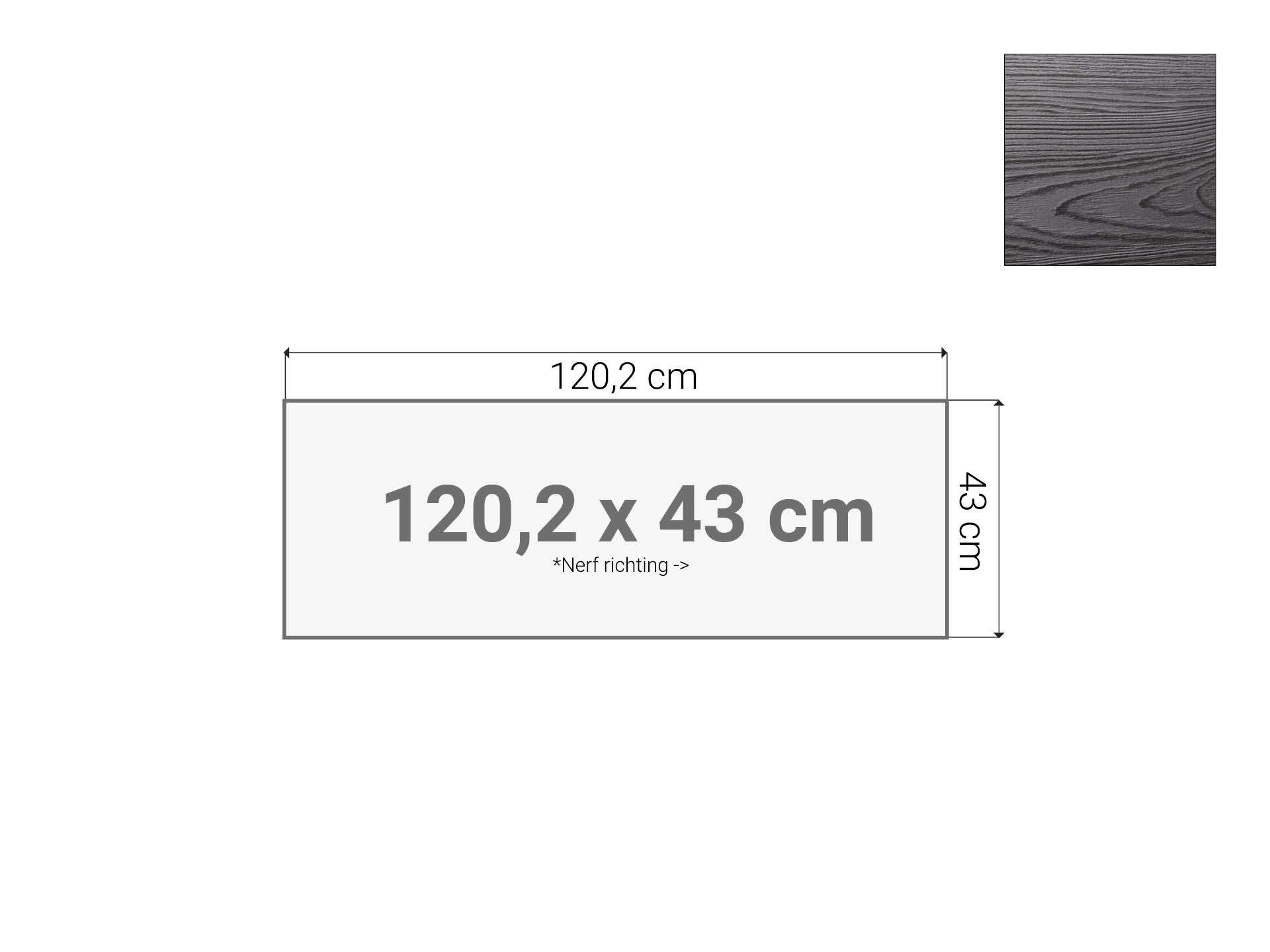 Topblad roldeurkast Zwart 120,2x43 cm