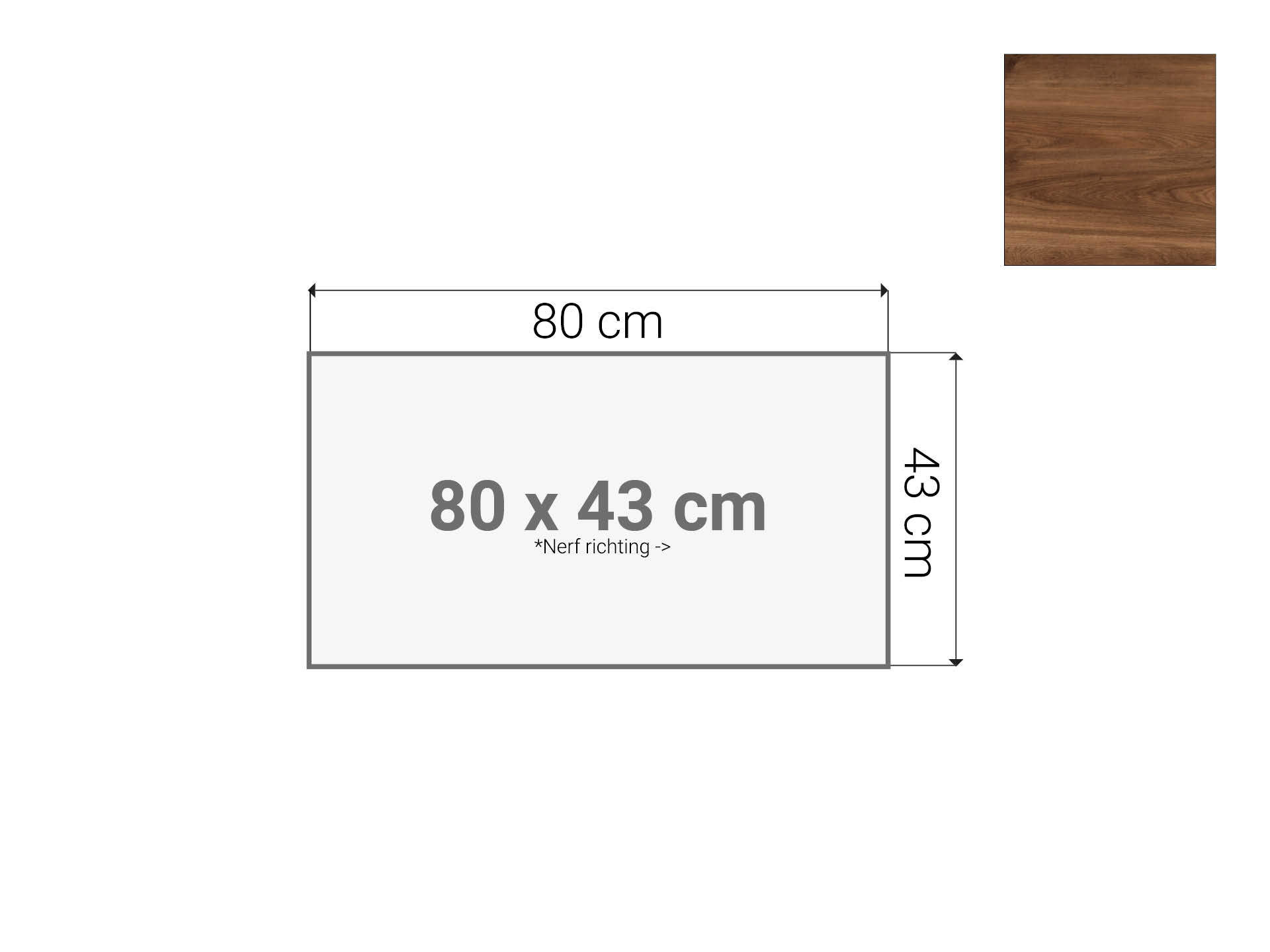 Topblad roldeurkast Cognac Walnoten 80x43 cm