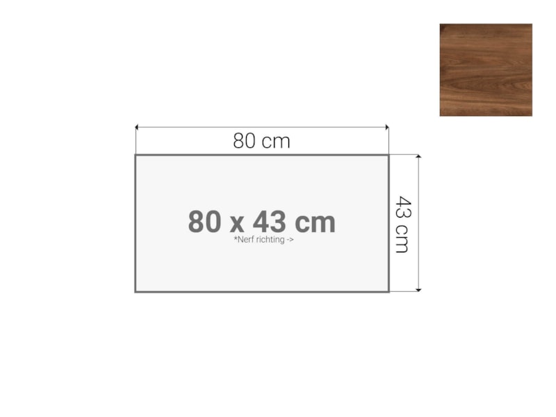 Topblad roldeurkast Cognac Walnoten 80x43 cm