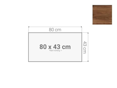 Topblad roldeurkast Cognac Walnoten 80x43 cm Topblad roldeurkast Cognac Walnoten 80x43 cm