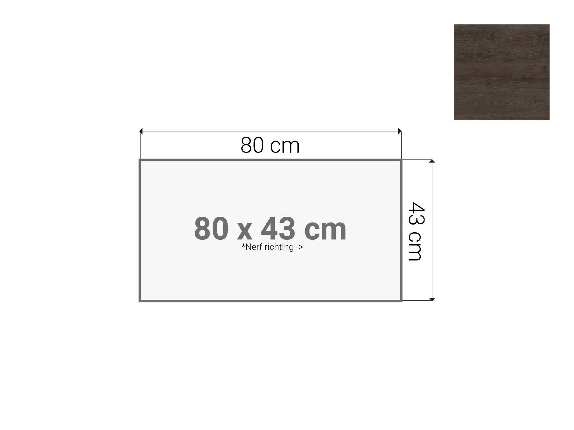 Topblad roldeurkast Donker Sepia 80x43 cm