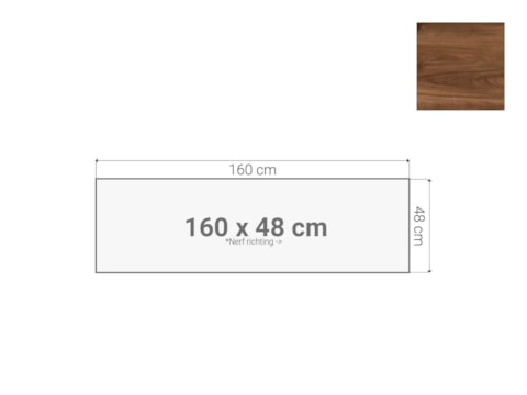 Topblad schuifdeurkast Cognac Walnoten 160x48 cm Topblad schuifdeurkast Cognac Walnoten 160x48 cm