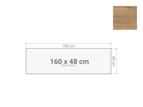 Topblad schuifdeurkast Eiken 160x48 cm Topblad schuifdeurkast Eiken 160x48 cm