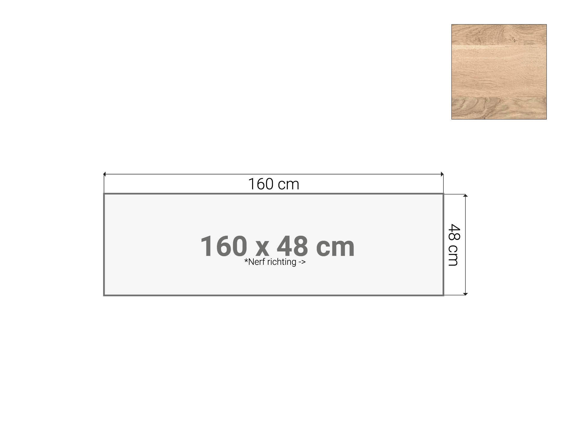 Topblad schuifdeurkast Scandinavisch Eiken 160x48 cm