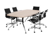 Vergaderset SIGN Scandinavisch Eiken met lederen vergaderstoelen