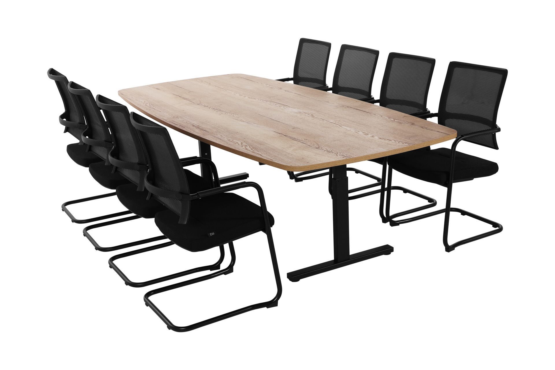Vergaderset voor 8 personen Eiken vergadertafel 260 x120 met stoelen