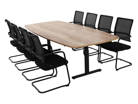 Vergaderset voor 8 personen Eiken vergadertafel 260 x120 met stoelen Vergaderset voor 8 personen Eiken vergadertafel 260 x120 met stoelen