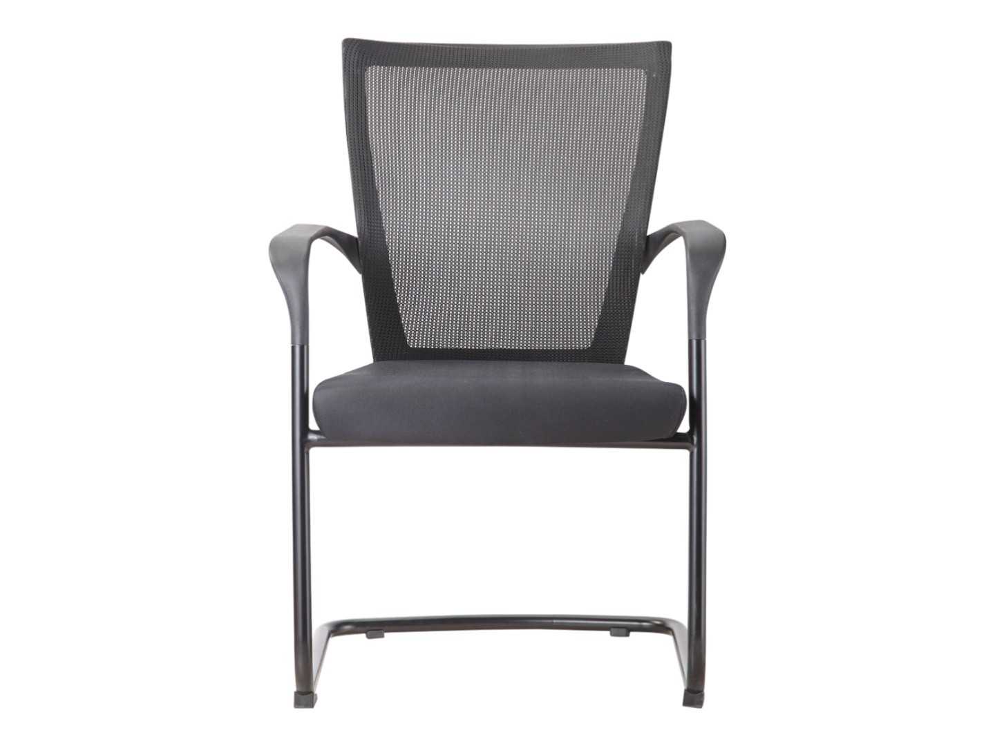 Matrix vergaderstoel – sledeframe zwart – mesh rug – zitting stoffering – stapelbaar (100.000 Martindale)