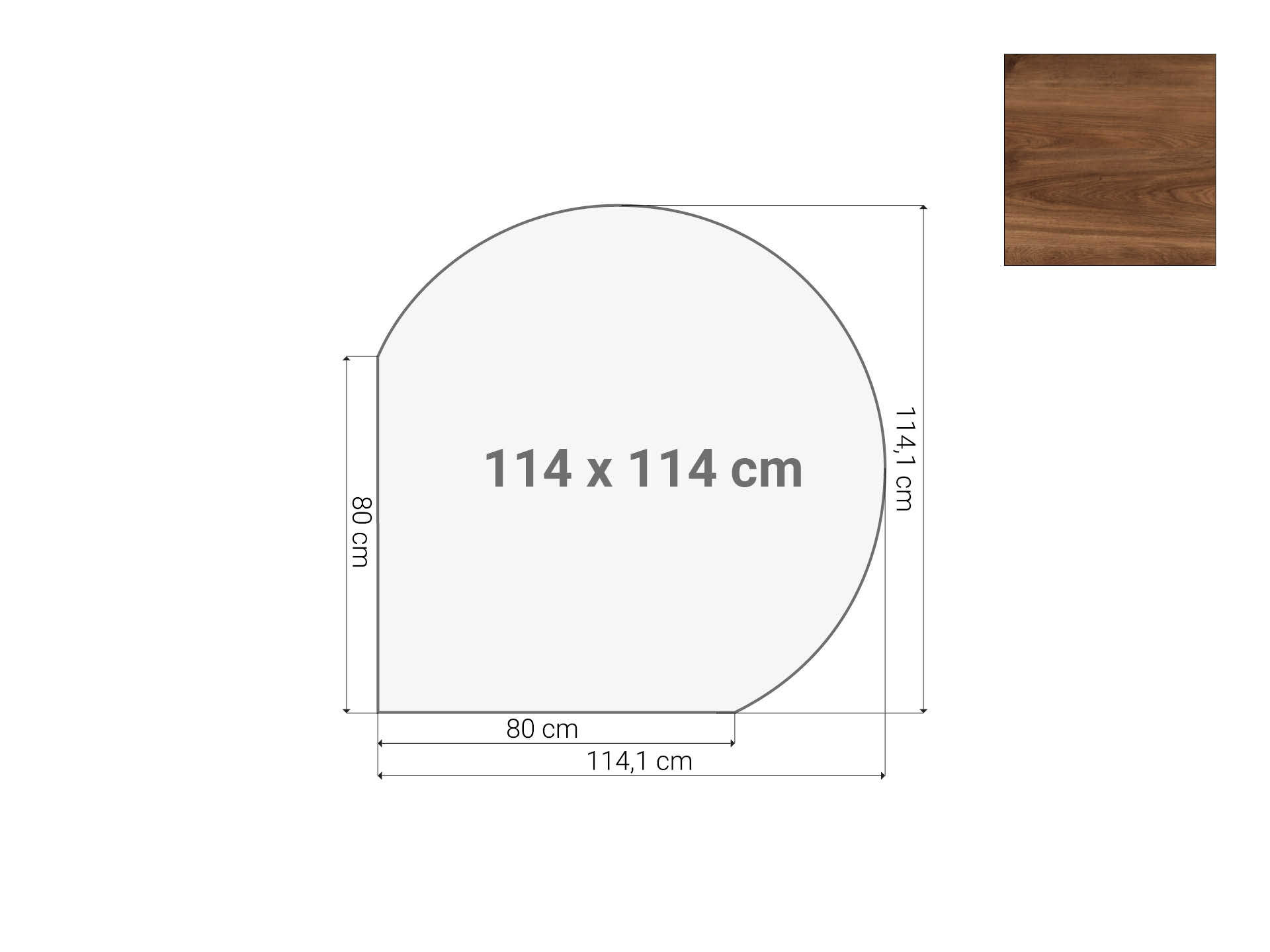 Vergaderstuk rond aanzetblad Cognac Walnoten 120cm diameter 114x114 cm