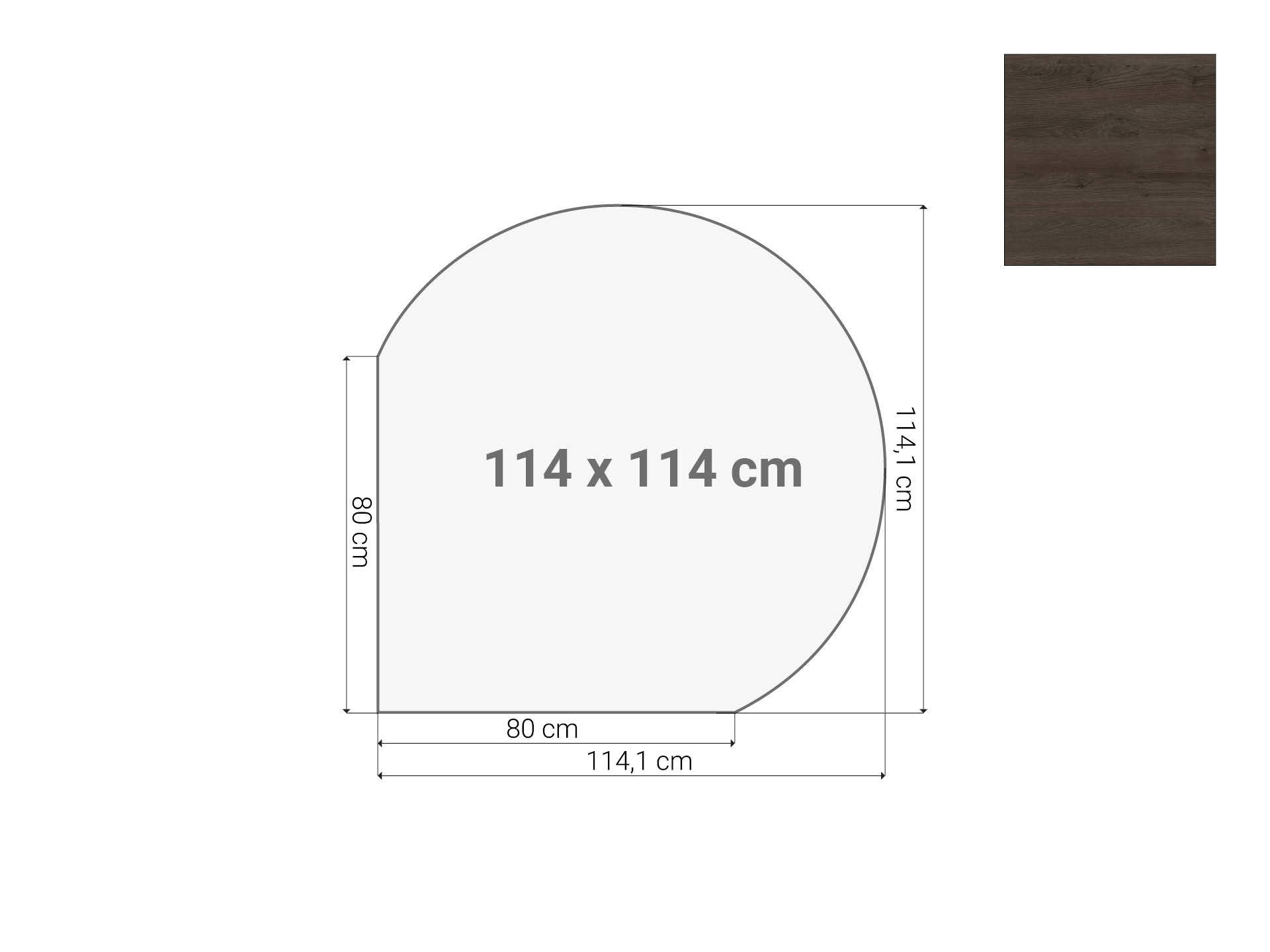 Vergaderstuk rond aanzetblad Donker Sepia 120cm diameter 114x114 cm