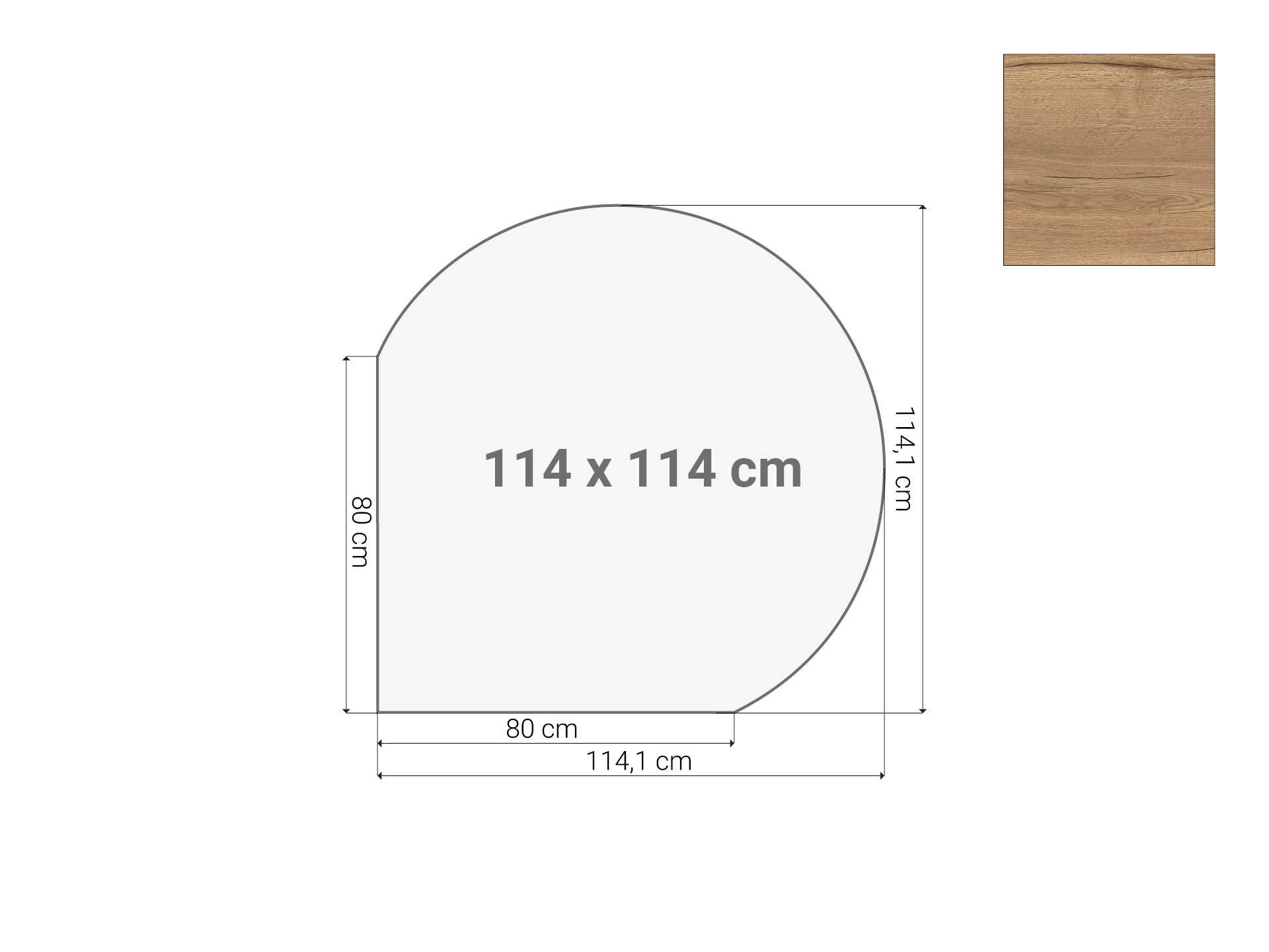 Vergaderstuk rond aanzetblad Eiken 120cm diameter 114x114 cm