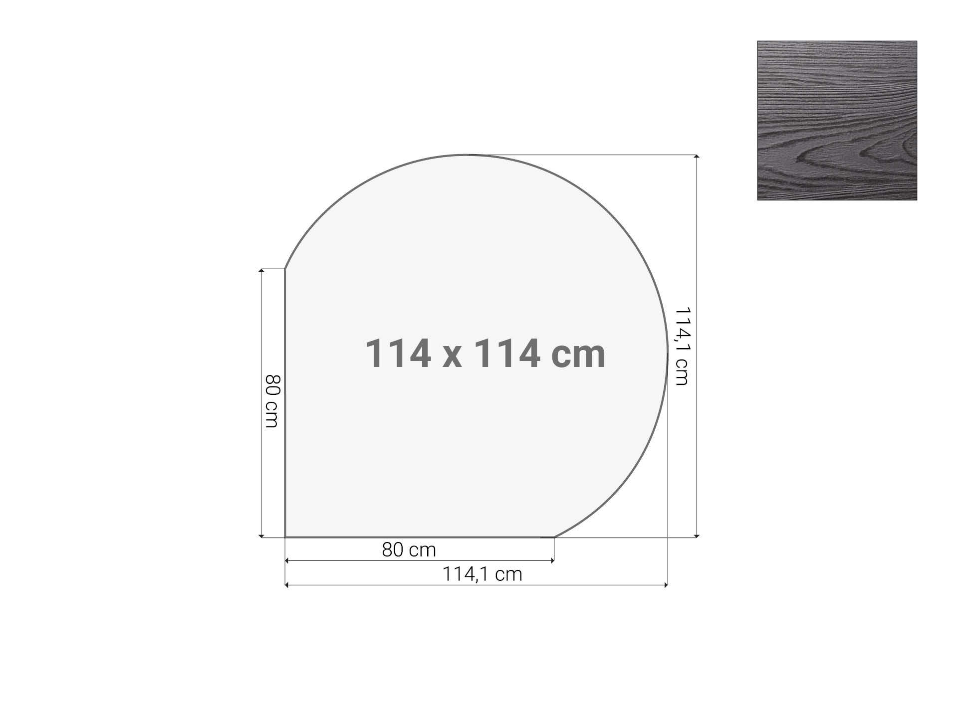Vergaderstuk rond aanzetblad Zwart 120cm diameter 114x114 cm